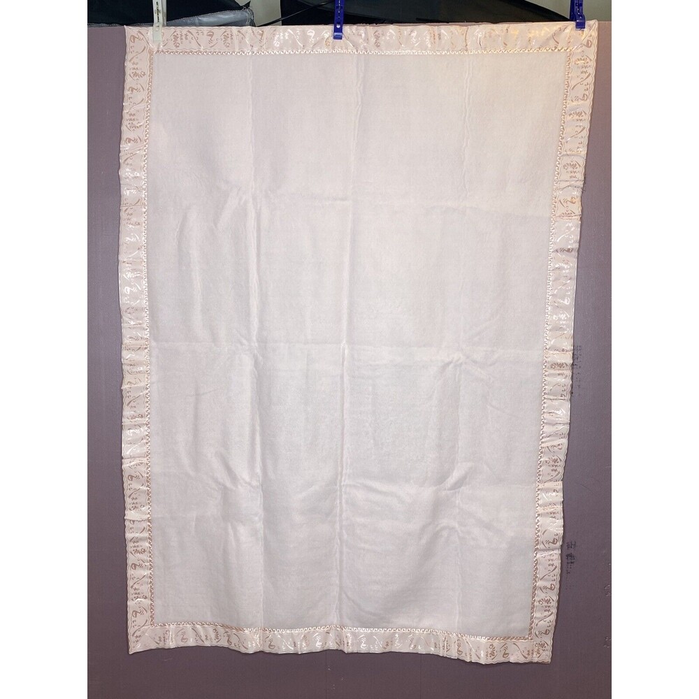 NWOT Vintage Quiltex Baby Blanket Pink Acrylic Nylon Trim 38 x 50 USA